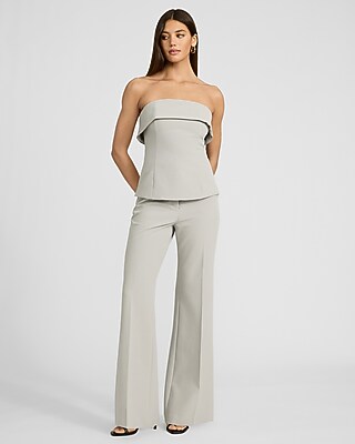 Studio Stretch Twill Fold Over Strapless Tailored Top