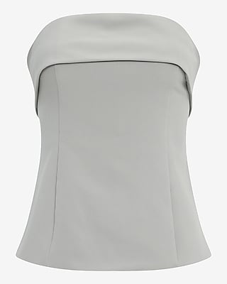 Studio Stretch Twill Fold Over Strapless Tailored Top