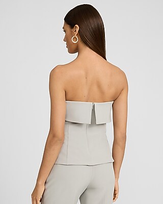 Studio Stretch Twill Fold Over Strapless Tailored Top