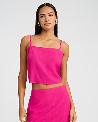 Textured Square Neck Cropped Cami