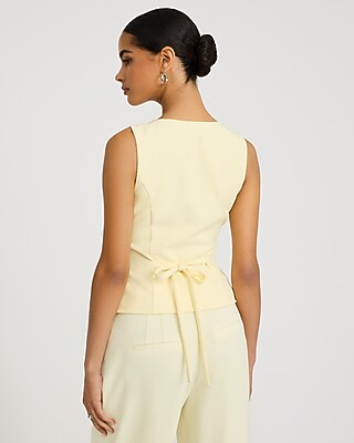 Studio Stretch Twill Scoop Neck Tie Back Tailored Tank