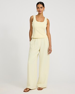 Studio Stretch Twill Scoop Neck Tie Back Tailored Tank