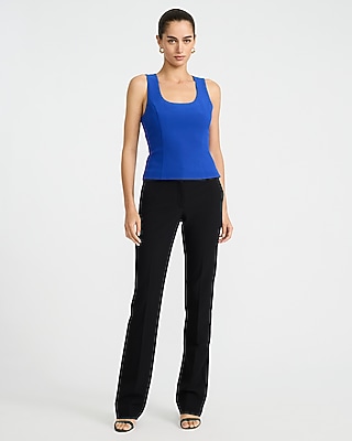Scoop Neck Tie Back Tailored Tank in Studio Stretch Twill - thumbnail 6
