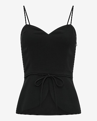 Signature Crepe Sweetheart Tie Front Cutaway Tailored Tank