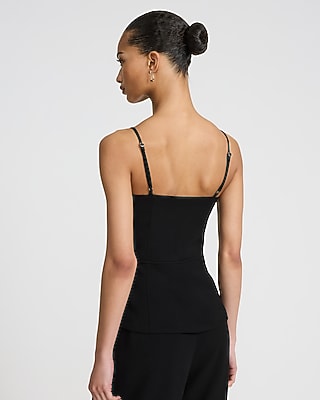 Signature Crepe Sweetheart Tie Front Cutaway Tailored Tank