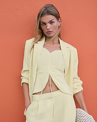 Signature Crepe Sweetheart Tie Front Cutaway Tailored Tank