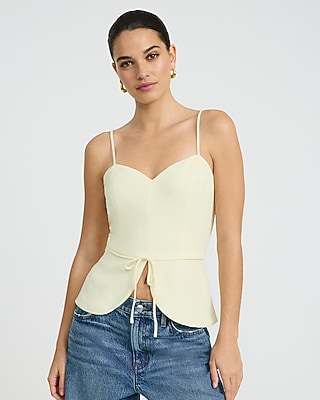 Signature Crepe Sweetheart Tie Front Cutaway Tailored Tank