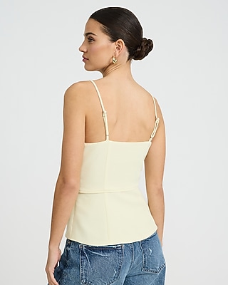 Signature Crepe Sweetheart Tie Front Cutaway Tailored Tank
