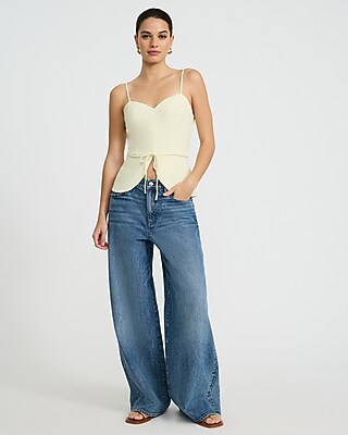 Signature Crepe Sweetheart Tie Front Cutaway Tailored Tank