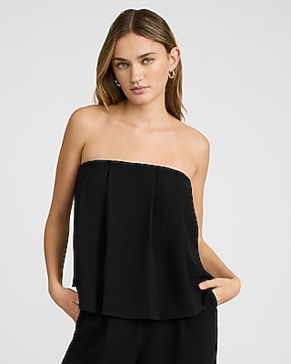 Signature Crepe Pleated Strapless Tube Top