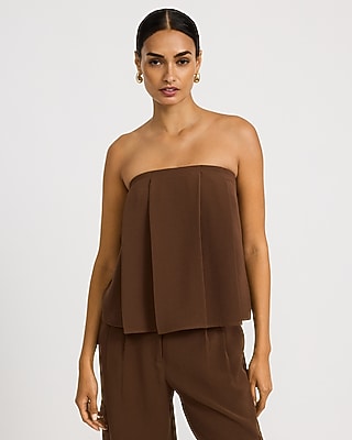 Signature Crepe Pleated Strapless Tube Top