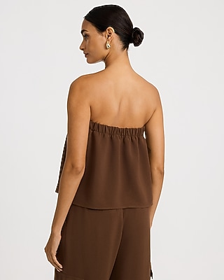 Signature Crepe Pleated Strapless Tube Top