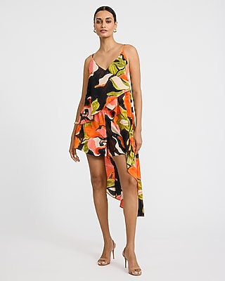 Printed V-Neck Asymmetrical High-Low Tunic Cami