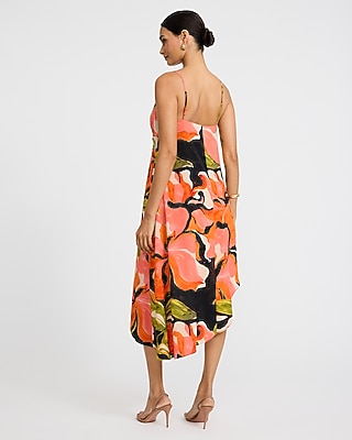Printed V-Neck Asymmetrical High-Low Tunic Cami