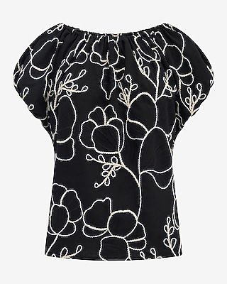 Floral Embroidered Off The Shoulder Top