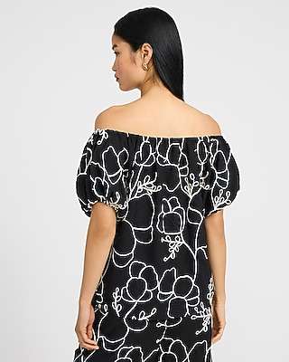 Floral Embroidered Off The Shoulder Top
