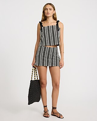 Contrast Striped Square Neck Tie Strap Tank