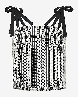Contrast Striped Square Neck Tie Strap Tank