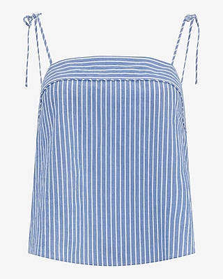 Striped Cotton Tie Strap Flowy Cami
