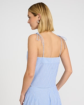 Striped Cotton Tie Strap Flowy Cami