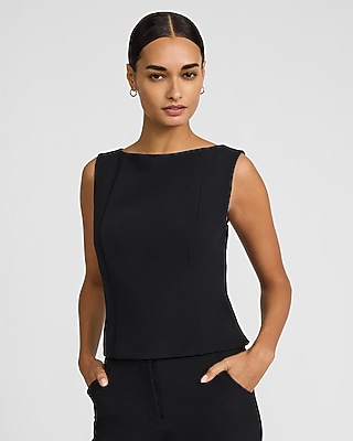 Studio Stretch Twill Boat Neck Tank