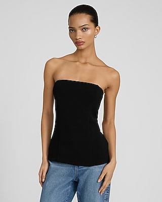 Signature Crepe Tailored Tube Top | Express
