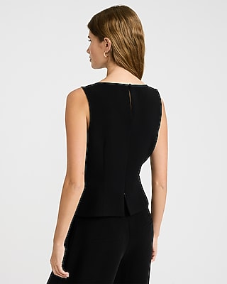 Signature Crepe Boat Neck Peplum Tailored Tank