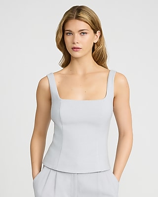 Flannel Square Neck Tailored Tank