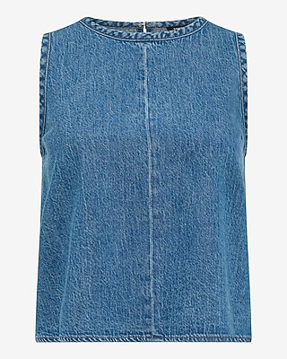 Crew Neck Medium Wash Denim Tank