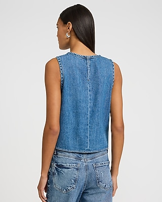 Crew Neck Medium Wash Denim Tank