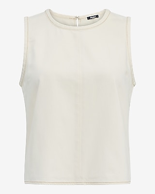 Crew Neck Ivory Denim Tank