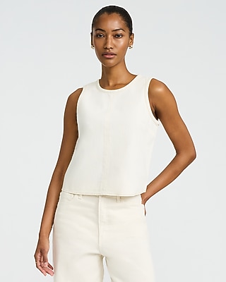 Crew Neck Ivory Denim Tank