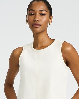 Crew Neck Ivory Denim Tank