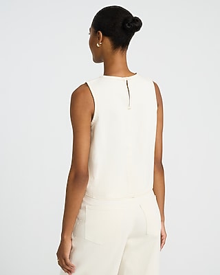 Crew Neck Ivory Denim Tank