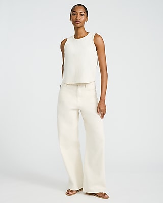 Crew Neck Ivory Denim Tank