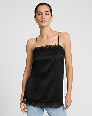 Satin Lace Strap V-neck Downtown Cami | Express