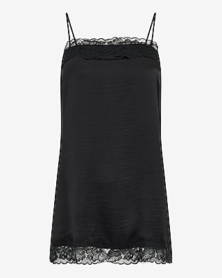 Satin Lace Trim Square Neck Tunic Cami
