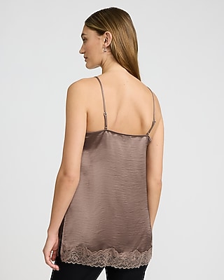 Satin Lace Trim Square Neck Tunic Cami