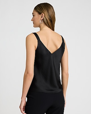 Satin Lace Trim V-Neck Wide Strap Cami