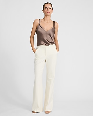 Satin Lace Trim V-Neck Wide Strap Cami