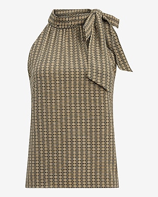 Printed Mock Neck Scarf Top