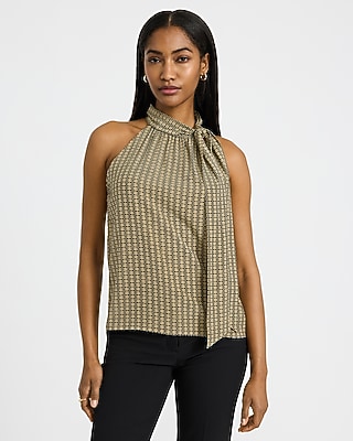 Printed Mock Neck Scarf Top | Express