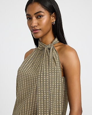 Printed Mock Neck Scarf Top