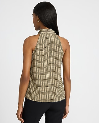 Printed Mock Neck Scarf Top