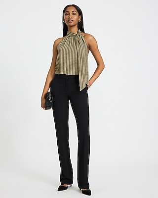 Printed Mock Neck Scarf Top