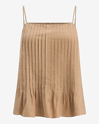 Summer-Blend Linen Pintuck Peplum Cami