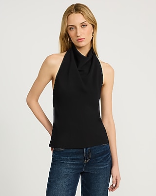 Halter Cowl Neck Open Back Tank