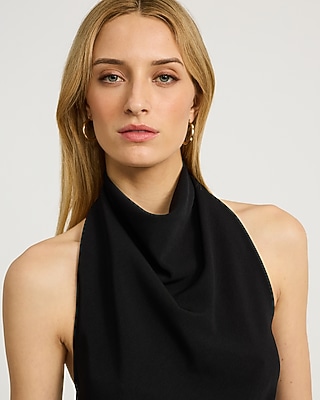Halter Cowl Neck Open Back Tank
