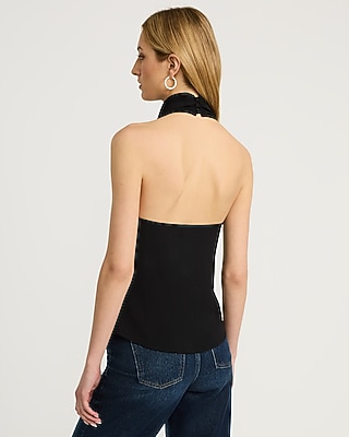 Halter Cowl Neck Open Back Tank