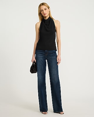 Halter Cowl Neck Open Back Tank